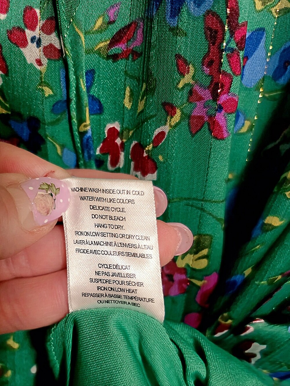 Tamara H Floral Pleated Ruffle Neck Flutter Sleeve Blouse Bubble Hem Green Large - Picture 11 of 12